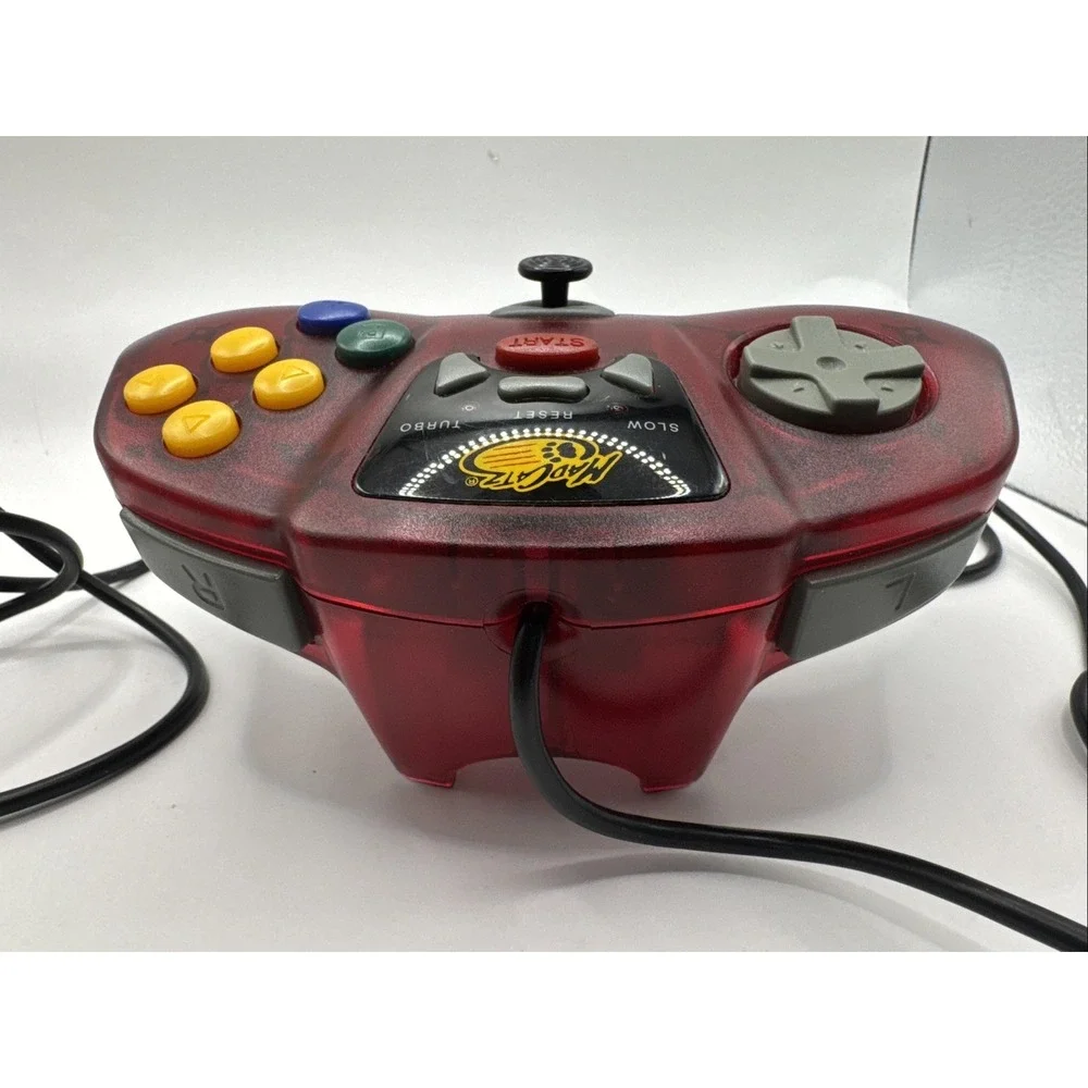 Nintendo N64 High Frequency Clear Dark Red Wired Controller untested